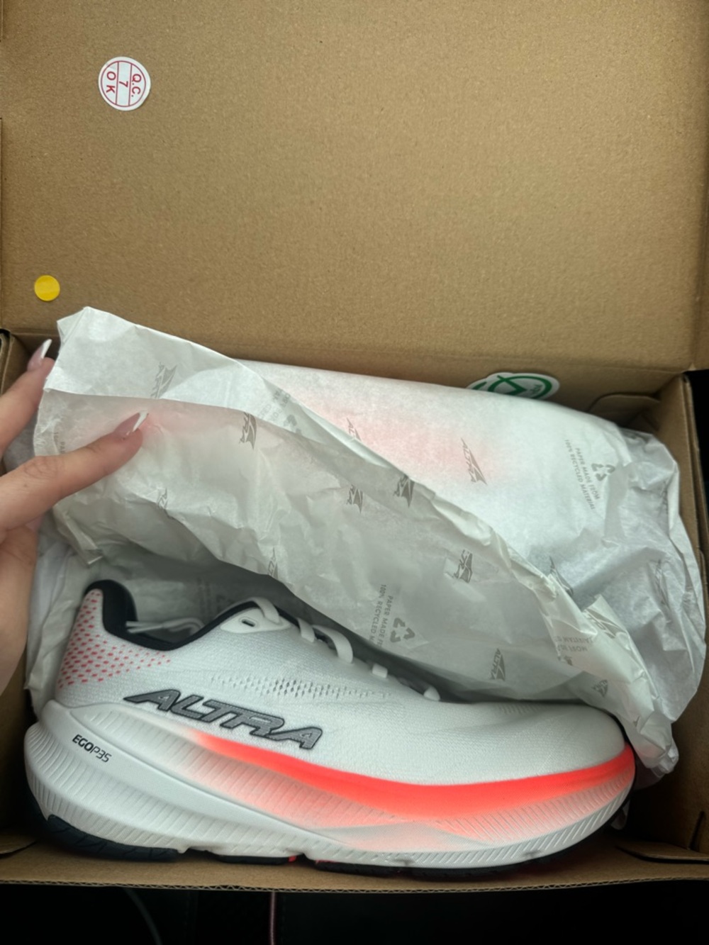 Altra Women's White with Coral Accent Running Shoes - Picture 2 of 3